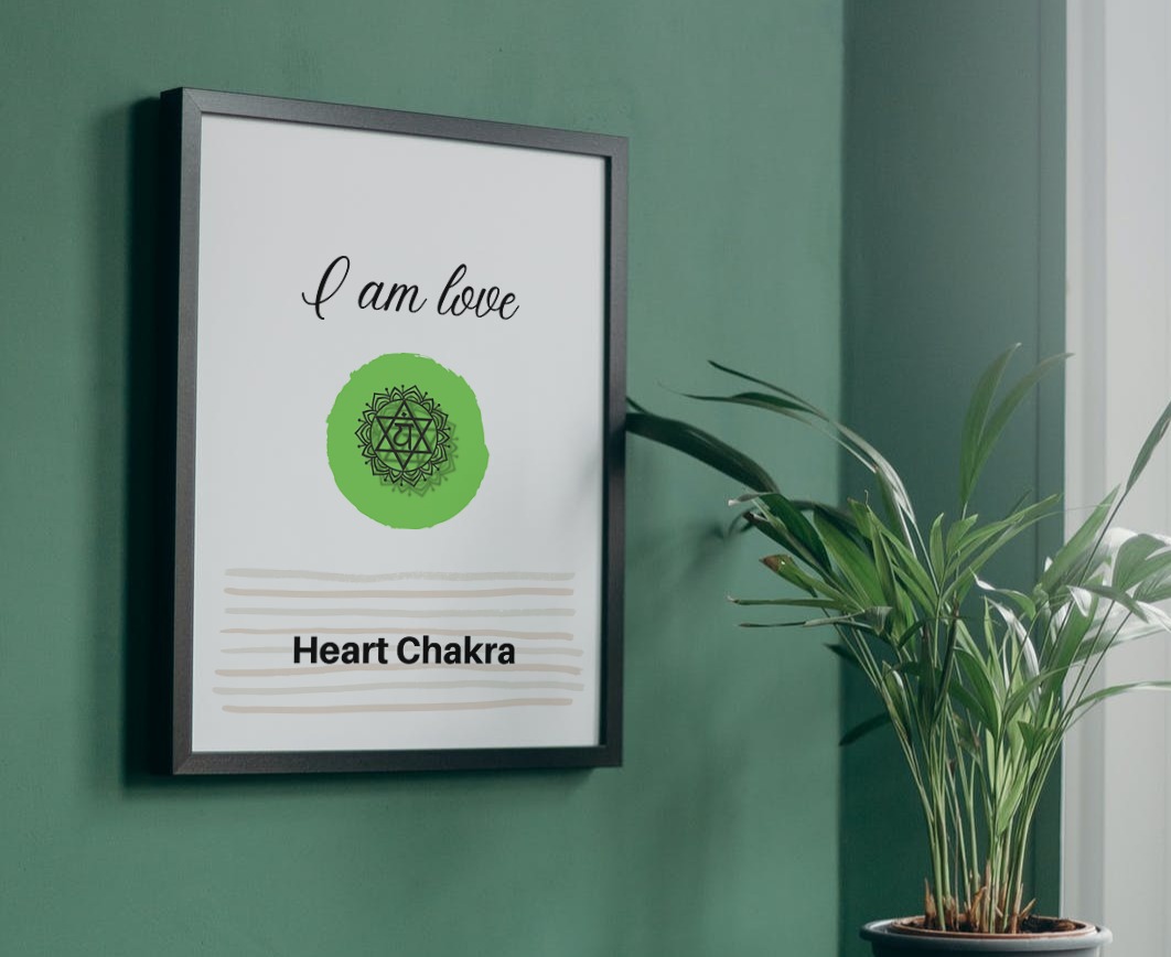 Green heart chakra mockup