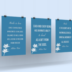 set of 3 Blue & White Mikao Usui Quotes