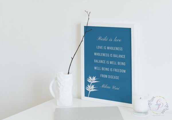 set of 3 Blue & White Mikao Usui Quotes