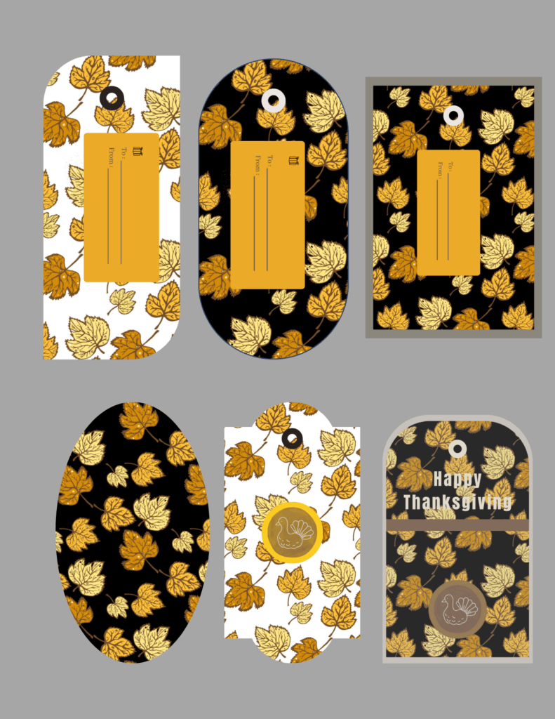 Set of 6 Thanksgiving Gift Tags | Cute Printable