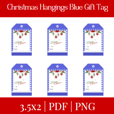 Christmas Hangings Blue Gift Tag +Free Gift
