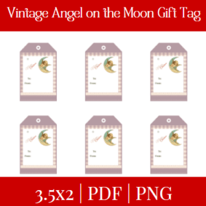 Vintage Angel on the Moon Gift tag