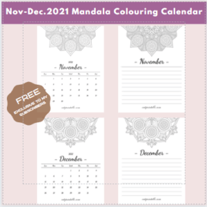 Free Nov-Dec.2021 Mandala Colouring Calendar