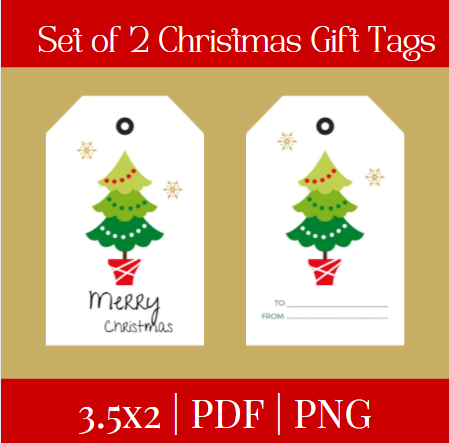 Set of 2 Christmas Gift Tags Design 4