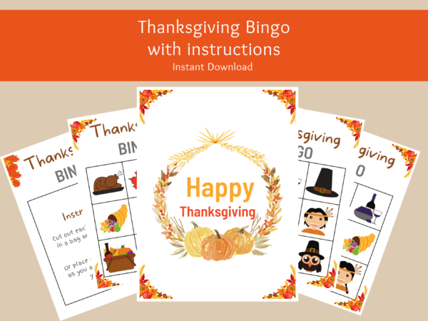 Thanksgiving Bingo Game with Free Wall Art