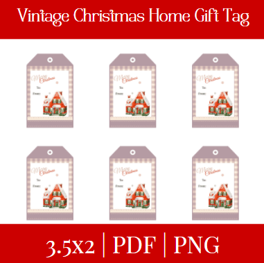 Vintage Christmas Home Gift Tag Listing