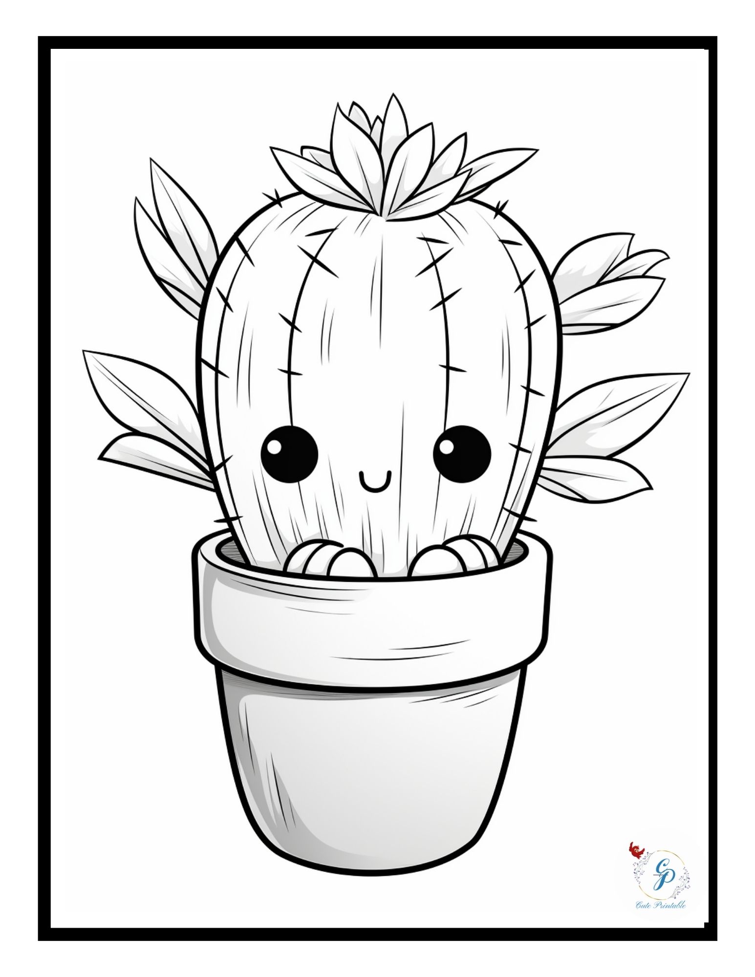 60 Cute Kawaii Cactus Coloring Pages | Cute Printable