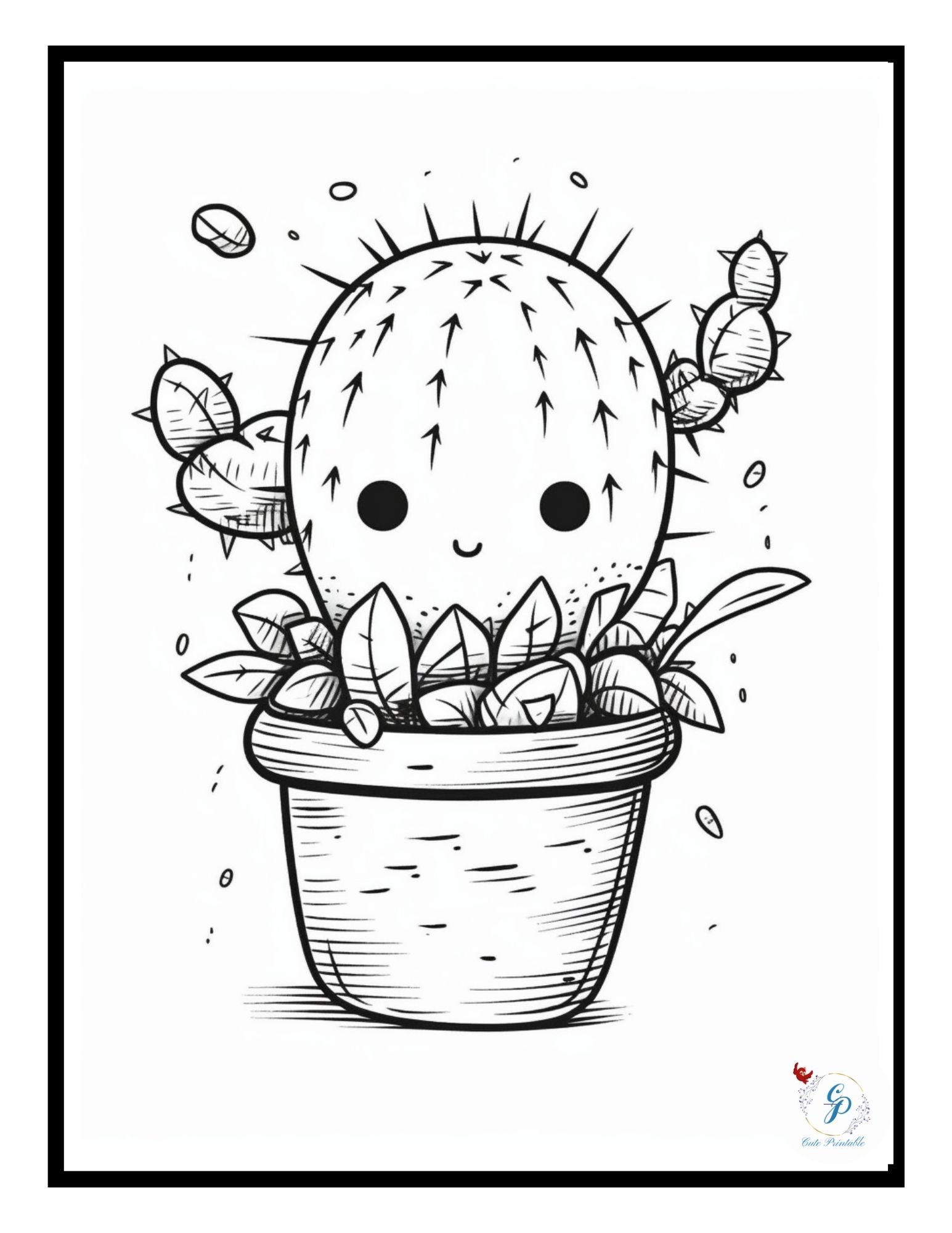 60 Cute Kawaii Cactus Coloring Pages | Cute Printable