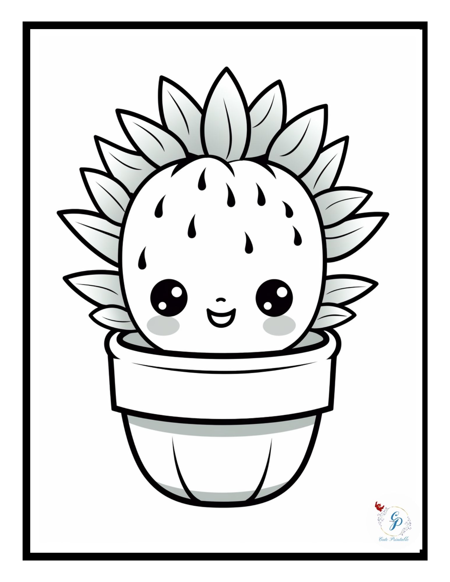 60 Cute Kawaii Cactus Coloring Pages | Cute Printable