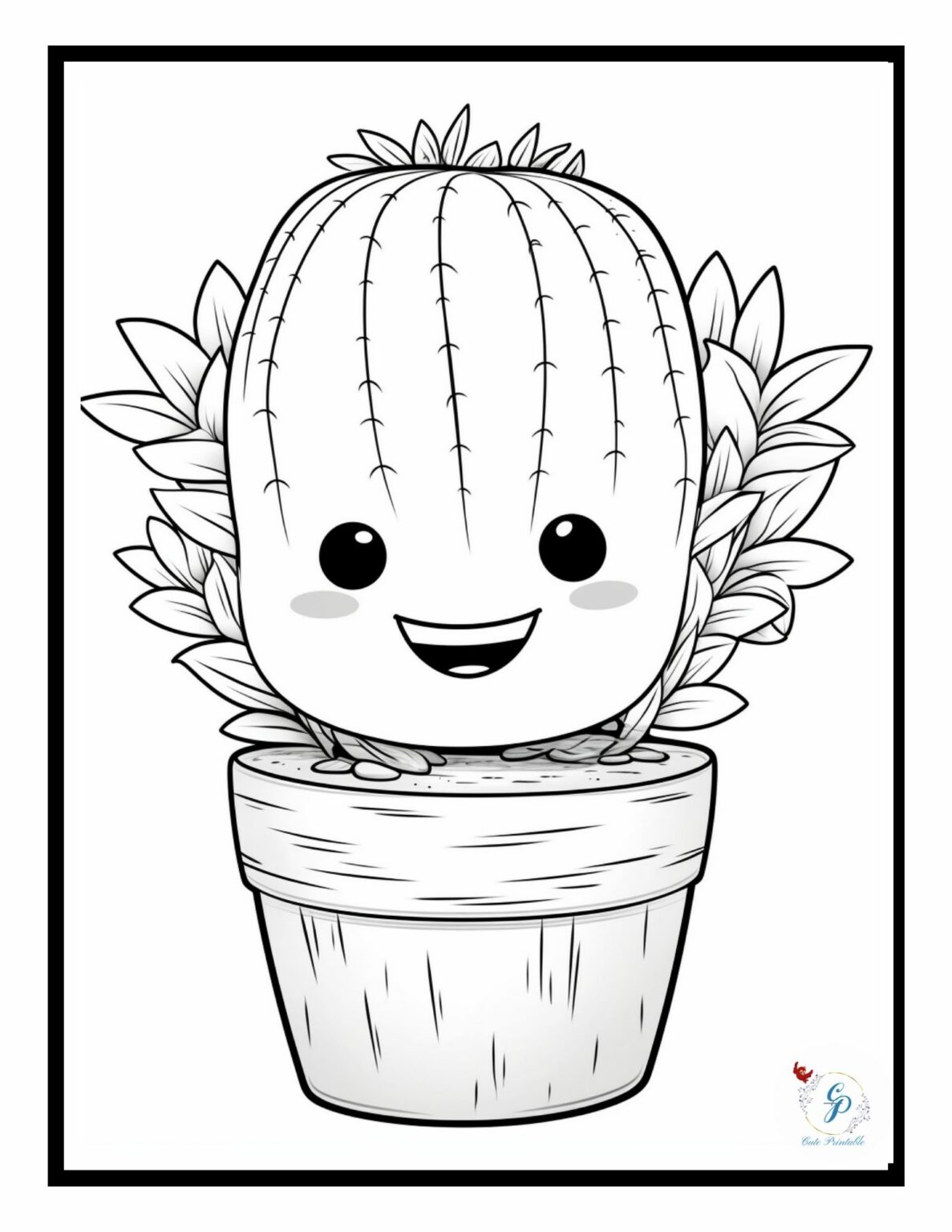 60 Cute Kawaii Cactus Coloring Pages | Cute Printable