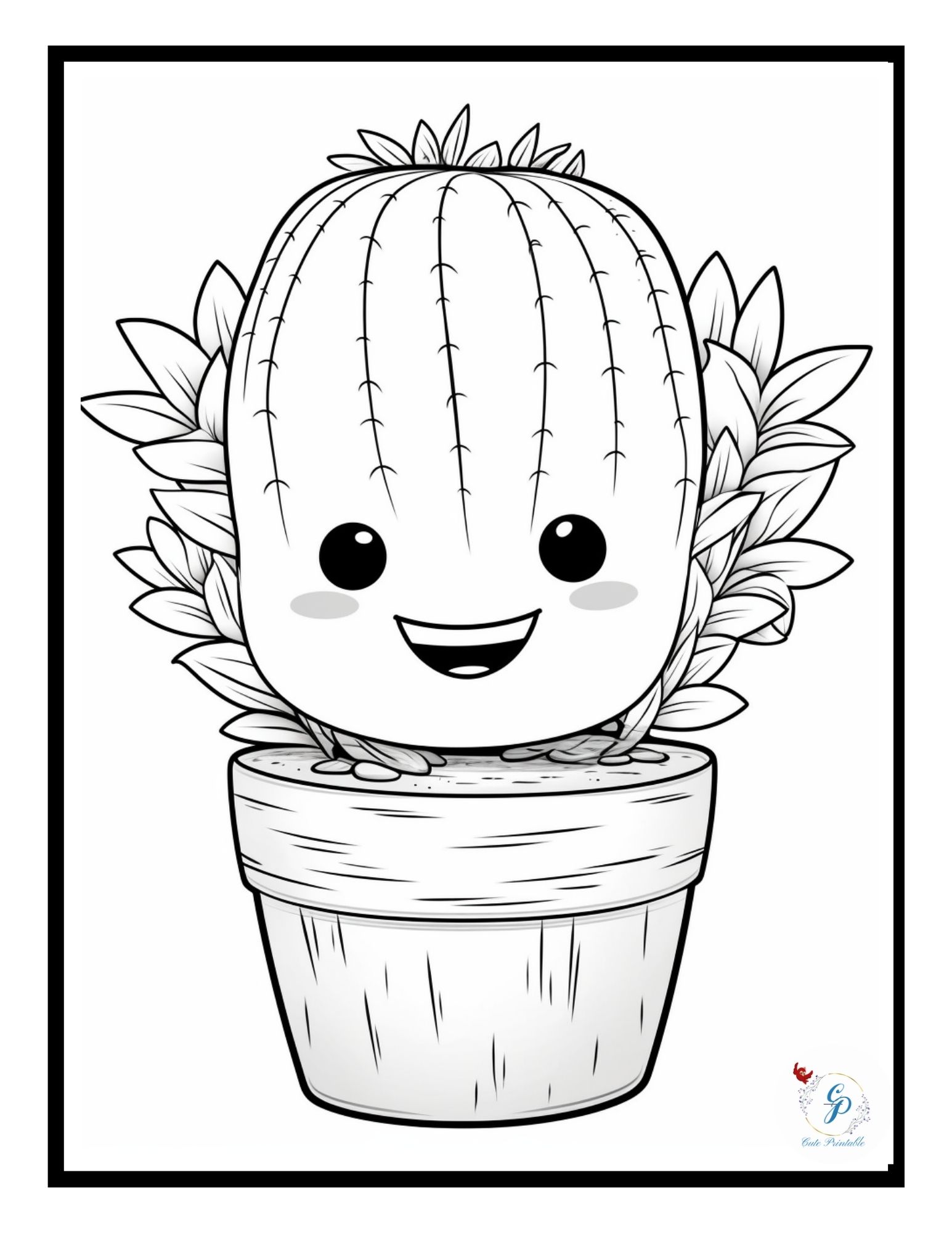 60 Cute Kawaii Cactus Coloring Pages | Cute Printable