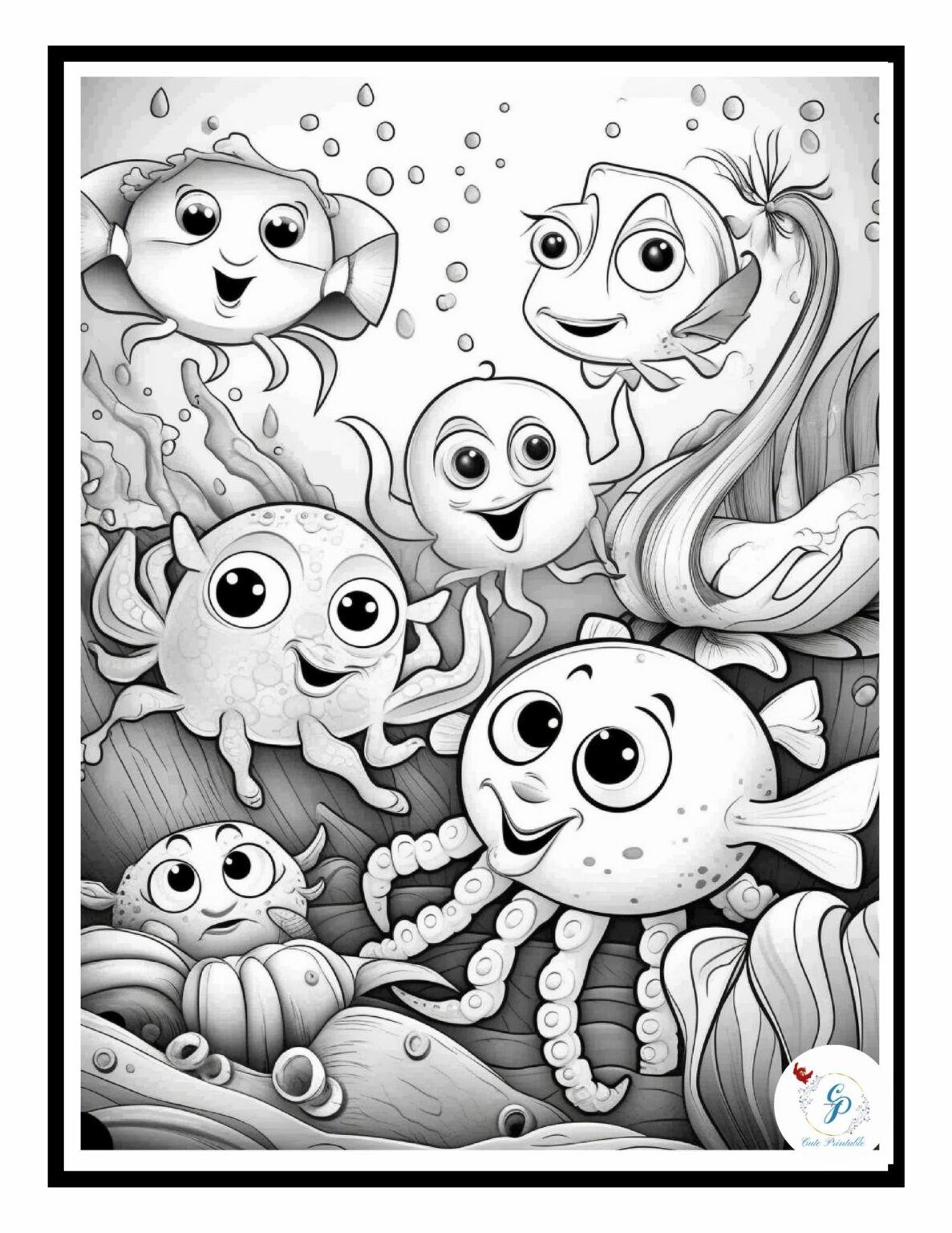 110 Ocean Animals Coloring Pages for Kids | Cute Printable