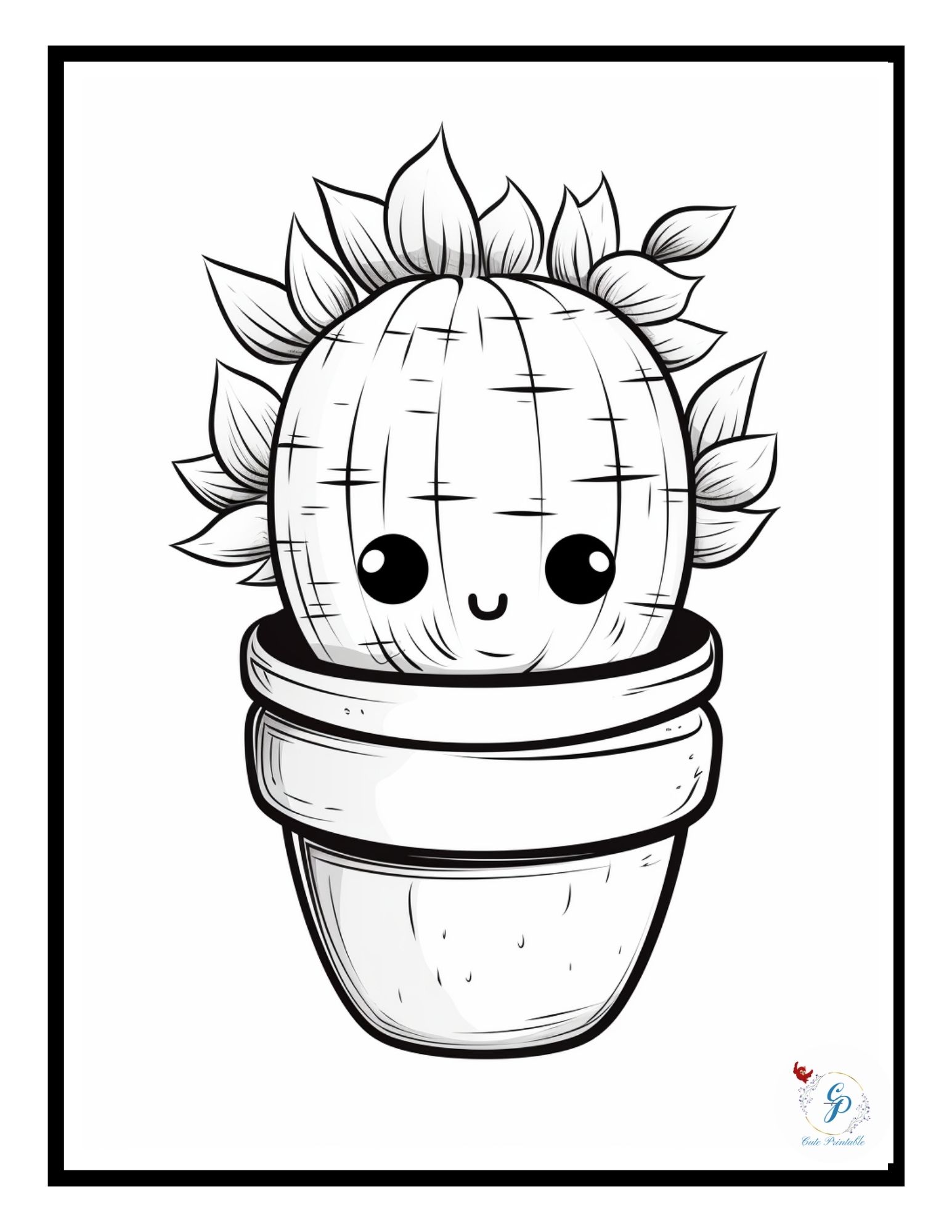60 Cute Kawaii Cactus Coloring Pages | Cute Printable