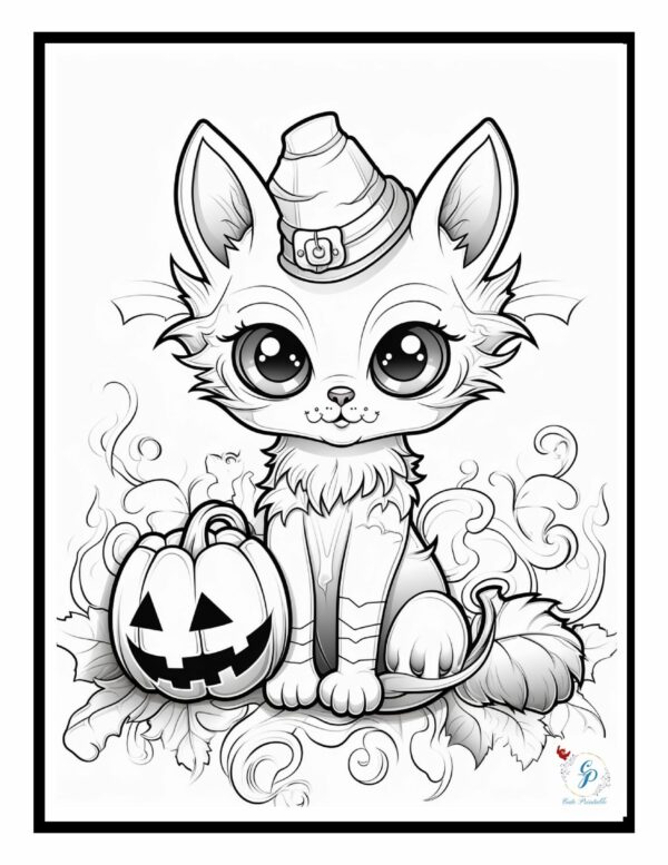 Halloween Cat Coloring Pages for Kids & Adults | Cute Printable