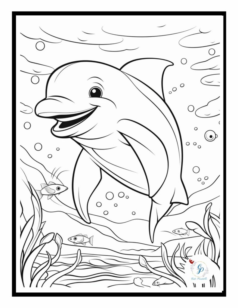 70 Underwater Dolphin Coloring Pages for Kids & Adults