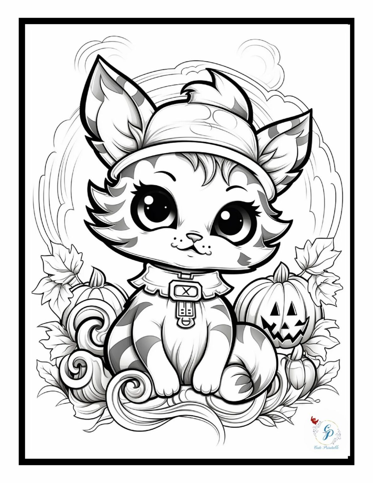 Halloween Cat Coloring Pages for Kids & Adults | Cute Printable