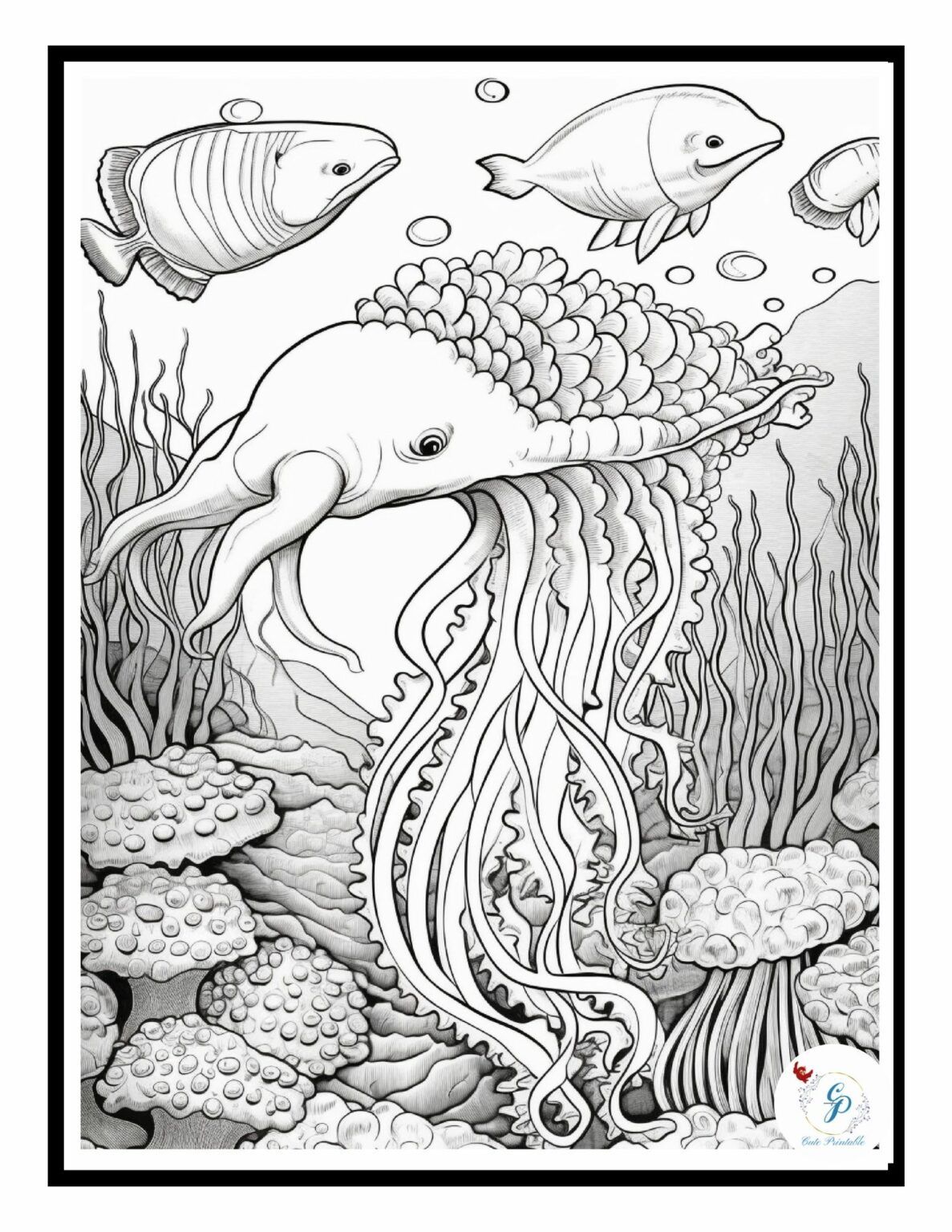 110 Ocean Animals Coloring Pages for Kids | Cute Printable