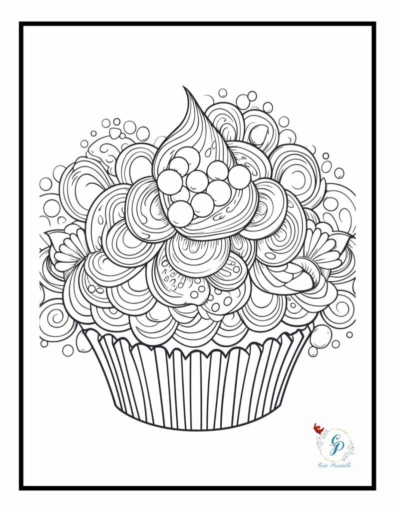 Free Printable Christmas Cupcake Coloring Pages