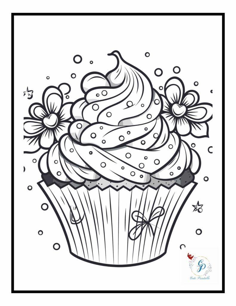 Free Printable Christmas Cupcake Coloring Pages