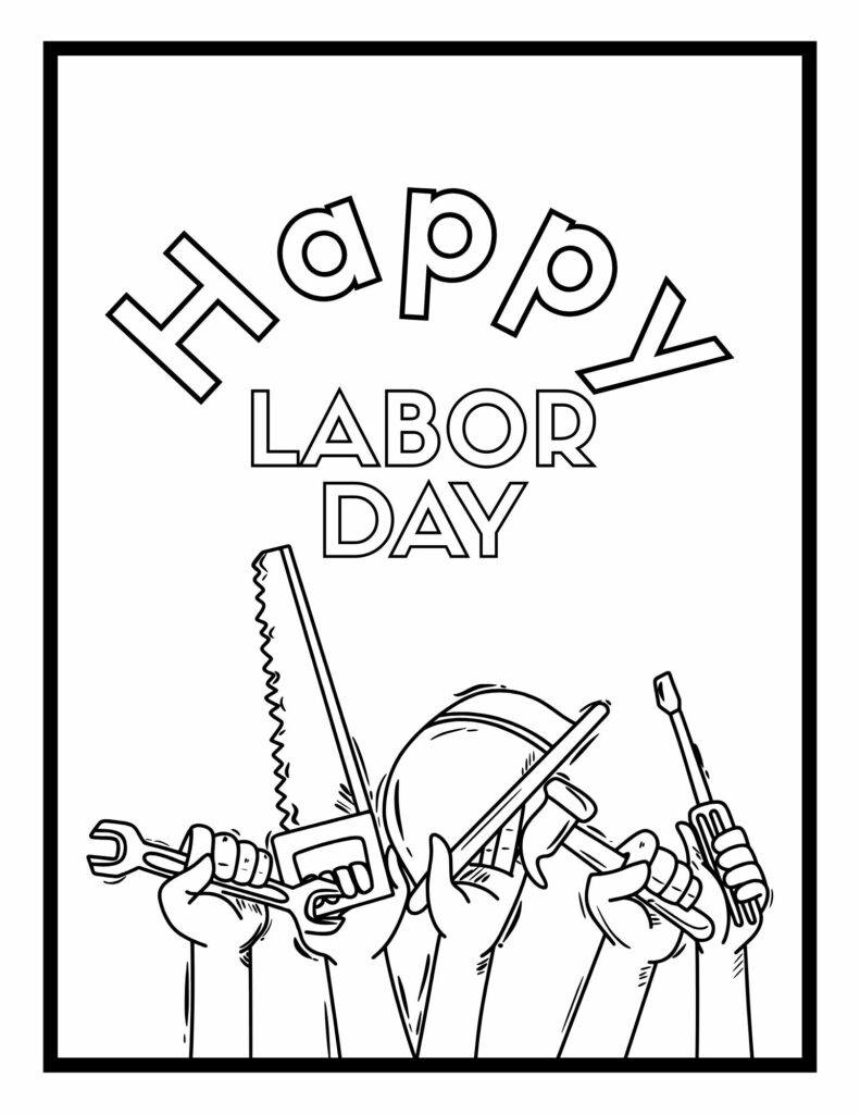 Labor Day Bold and Easy Coloring Pages-Happy LABOR DAY